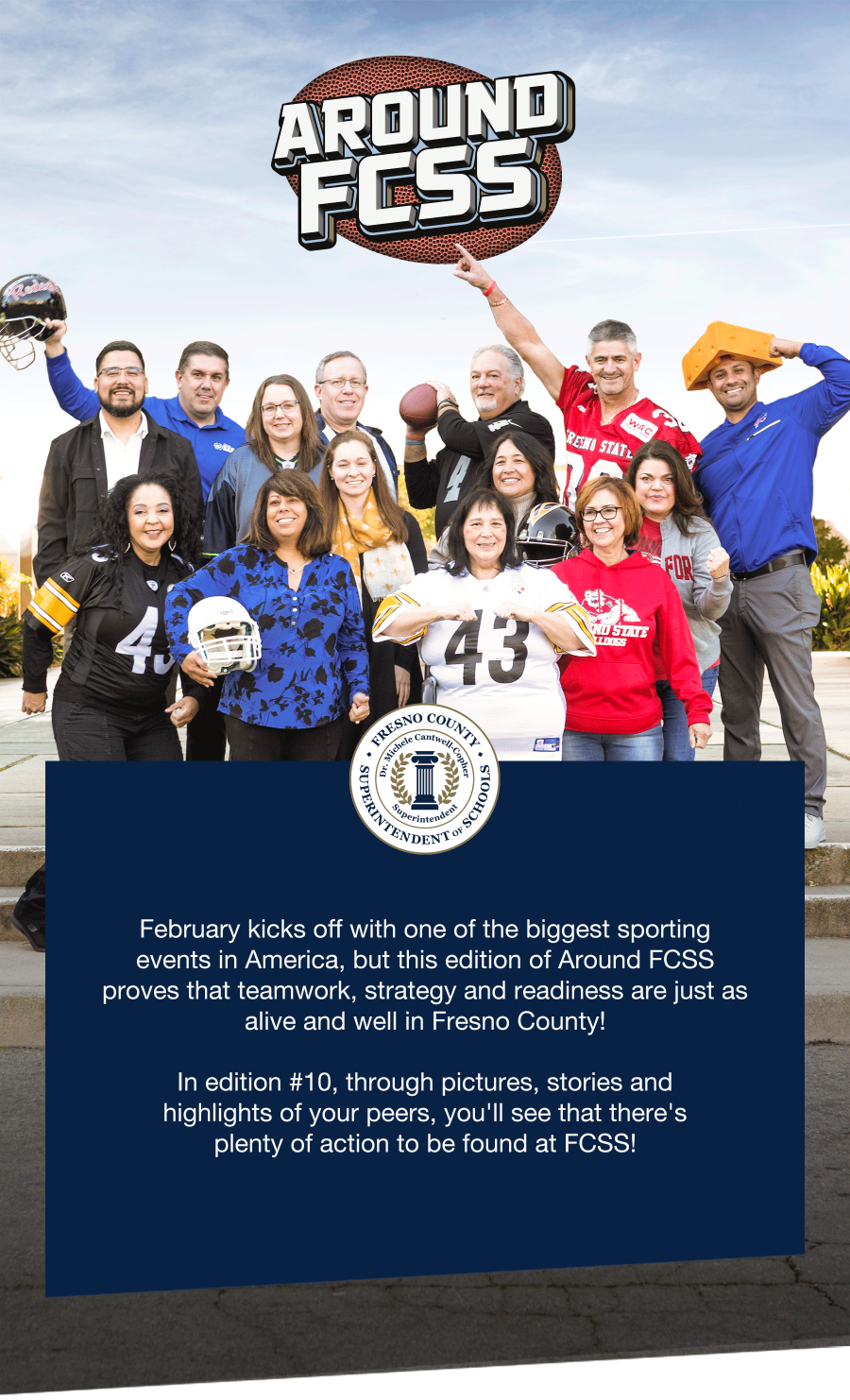 Members of the CTE/ROP team get in the spirit while sporting their favorite sports team's colors.