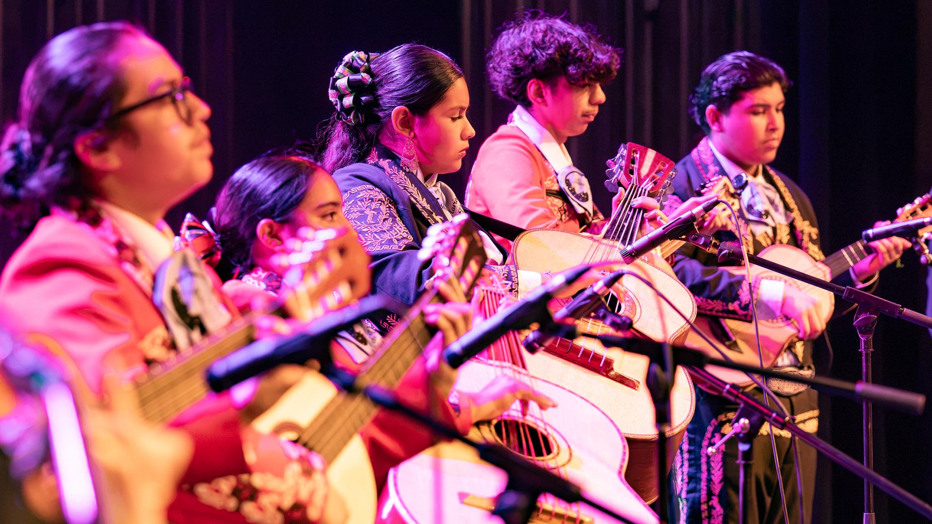 A student Mariachi band puts their talent on full display during a Summer Arts performance.